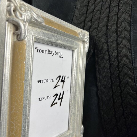 Coldwater Creek Womens Suede Knit Trim Jacket Size Large Solid Black Long Sleeve - Picture 10 of 11